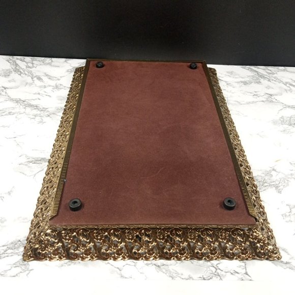 Hollywood Regency Filigree Ormolu Vanity Tray Mid Century - Picture 5 of 6